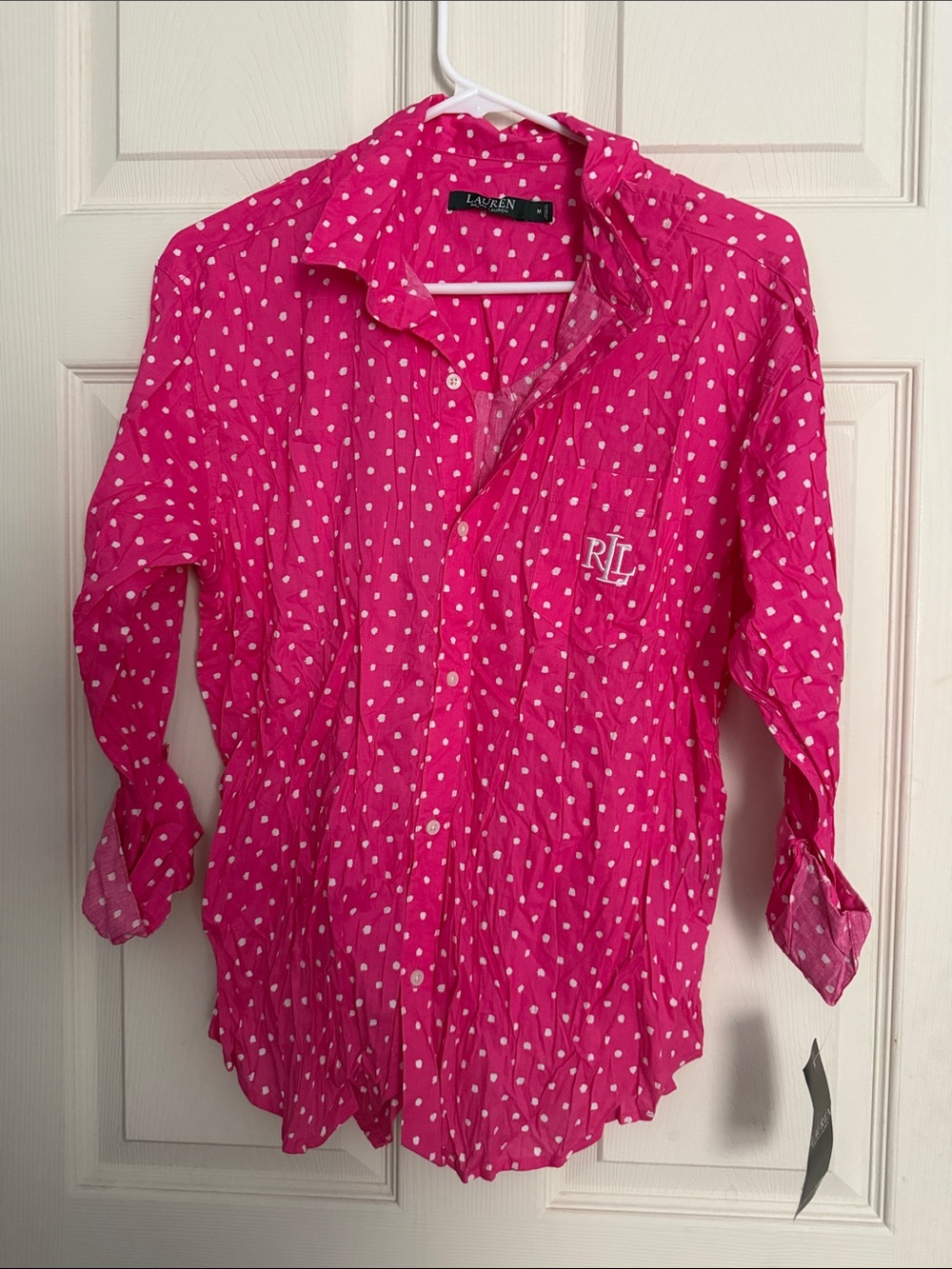 Ralph Lauren Hot Pink Polka Dot Button-Down Shirt